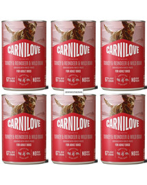 CARNILOVE Dog Can Turkey and Reindeer and Wildboar 6x400g pasztet z indykiem, reniferem i dzikiem dla dorosłych psów