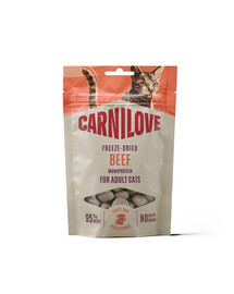 CARNILOVE Freeze-Dried Snack Cat Beef 40 g s hovädzinou a kozlíkom, lyofilizované maškrty pre mačky