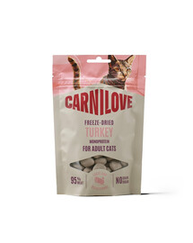 CARNILOVE Freeze-Dried Snack Cat Turkey 40 g s morčacím mäsom, lyofilizované maškrty pre mačky