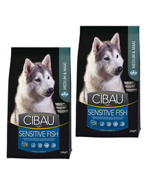 CIBAU Sensitive Adult Medium/Maxi 2 x 12kg+2kg Kompletné krmivo pre dospelých psov