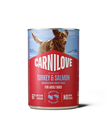 CARNILOVE Dog Can Turkey and Salmon 400g paštéta s moriakom a lososom pre dospelých psov