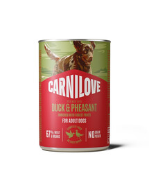 CARNILOVE Dog Can Duck and Pheasant 400g paštéta s kačicou a bažantom pre dospelých psov