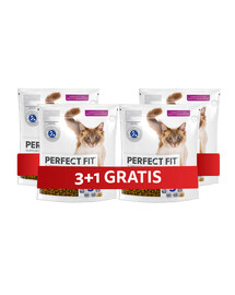 PERFECT FIT Antihairball 1+ 4 x 750 g kompletné krmivo pre dospelé mačky bohaté na kuracie mäso 3+1 ZADARMO