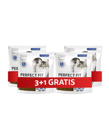 PERFECT FIT Indoor 1+ 4 x 750 g kompletné krmivo pre dospelé mačky bohaté na kuracie mäso 3+1 ZADARMO