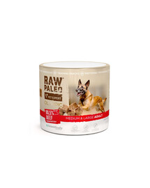 RAW PALEO Olympic Beef Medium Large 90g hovädzina, hypoalergénna monoproteínová tréningová pochúťka pre psov