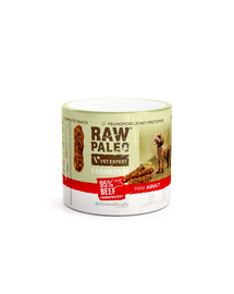 RAW PALEO Cabanossi Beef Mini 100g hovädzina, polomokré kompletné krmivo vo forme klobások pre psov