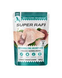 SUPER RAFI s perličkou a hovädzou pečeňou 500 g krmivo pre psov