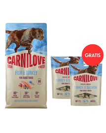 CARNILOVE True Fresh Dog Fish and Turkey Adult 12 kg čerstvé ryby a morčacie mäso pre psov+ CARNILOVE Dog Freeze Dried Turkey and Salmon 2x60g GRATIS