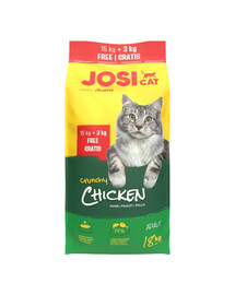 JOSERA JosiCat Chrumkavé kuracie 15 kg + 3 kg s hydinovým mäsom, pre dospelé mačky