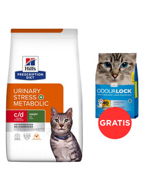 HILL'S Prescription Diet Feline c/d Urinary Stress + Metabolic 8 kg + podstielka pre mačky 6 kg ZADARMO