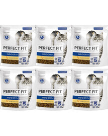 PERFECT FIT Indoor 1+ 6x750 g sucha karma pełnoporcjowa dla dorosłych kotów bogata w kurczaka