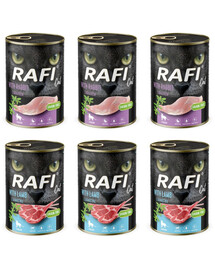 RAFI Cat Adult Mix 2 príchuťou jahňacej a králik 6x400 g krmivo pre mačky po sterilizácii