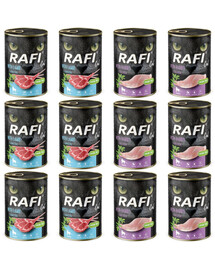 RAFI Cat Adult Mix 2 príchutí jahňacieho a králičieho 12x400 g mokré krmivo pre sterilizované mačky