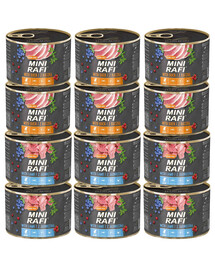 RAFI Mini Mix príchuťou s kačicou a jahňacím 12x185g pre psov malých plemien