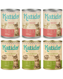 KATIDO Adult Cat Sada s červeným mäsom 6 x 400 g krmivo pre mačky