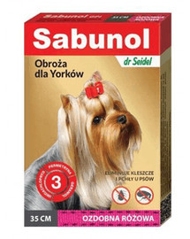 DERMAPHARM Sabunol Ozdobna Różowa Obroża Dla Yorka (Pchły, Kleszcze) 35 cm