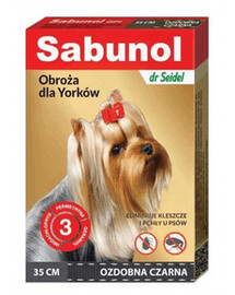 DERMAPHARM Sabunol Ozdobna Czarna Obroża Dla Yorka (Pchły, Kleszcze) 35 cm