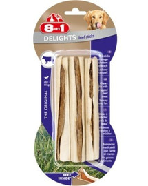 8in1 Maškrta Beef Delights Bone Sticks 3ks