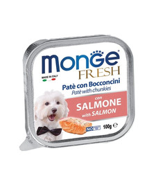 MONGE Dog Fresh paštéta a kúsky s lososom 100g