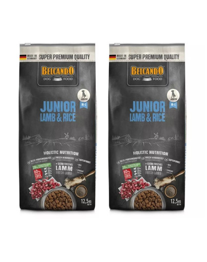 BELCANDO Junior Lamb & Rice M -L 25 kg (2x12,5 kg) jahňacie mäso a ryža - granule pre psy od 4 mesiacov veku, stredné a veľké plemená