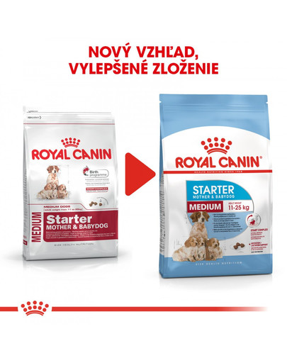 ROYAL CANIN Medium starter mother & babydog 4 kg granule pre brezivé alebo dojčiace suky a šteniatka.