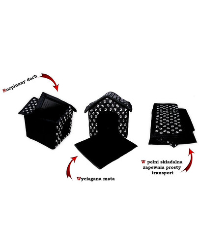 PETSBED Čierny pelech pre psa s labkami 44 x 38 cm