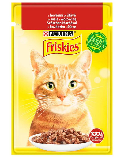 FRISKIES Krmivo s hovädzím mäsom v omáčke  pre mačky 26x85g
