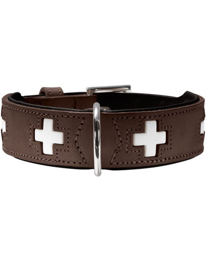 HUNTER Swiss kožený obojok veľkosť M-L (60) 47-54 / 3,9 cm hnedý