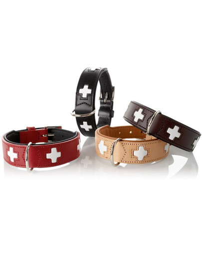 HUNTER Švajčiarsky kožený obojok XS-S (37) 30-34,5 / 2,6 cm červená farba