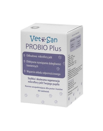 VETOSAN PROBIO Plus na zažívacie ťažkosti pre psov a mačky 60 tabl.