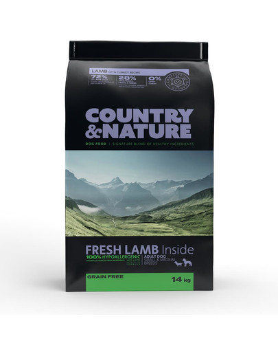 COUNTRY&NATURE Granule pre psov z jahňacieho  a morčacieho mäsa 14 kg