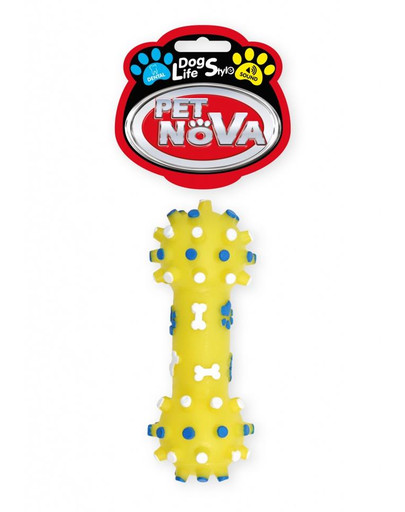PET NOVA DOG LIFE STYLE Hračka v tvare činky s výčnelkami, 12cm, žltá