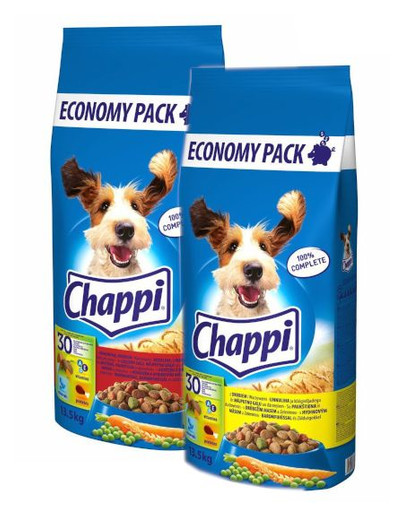 CHAPPI MIX s hovädzím mäsom, s hydinovým mäsom a zeleninou 27 kg (2x13,5 kg)