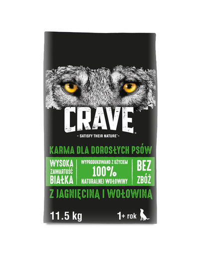 CRAVE bezzrnné granule s jahňacím a hovädzím mäsom 11,5 kg
