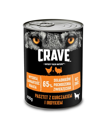 CRAVE Bezzrnná paštéta pre psov s kuracieho a morčacieho mäsa 24 x 400g