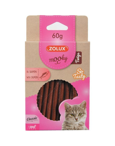 ZOLUX Pochúťka MOOKY TWIGS z lososom 60 g