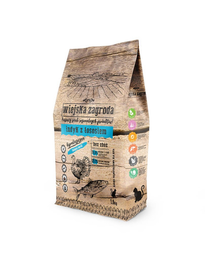 WIEJSKA ZAGRODA Morčacie a lososové krmivo pre mačky 1,6 kg