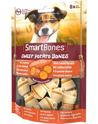 SmartBones Sweet Potato mini – Žuvacie tyčinky pre malých psov zo sladkých zemiakov 8 ks