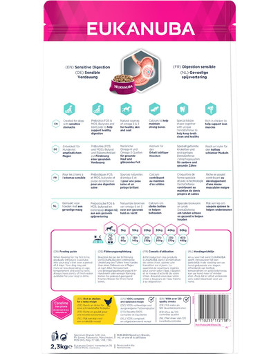 EUKANUBA Daily Care Adult Sensitive Digestion Granule pre psov s citlivým tráviacim traktom – kuracie mäso 2,3 kg