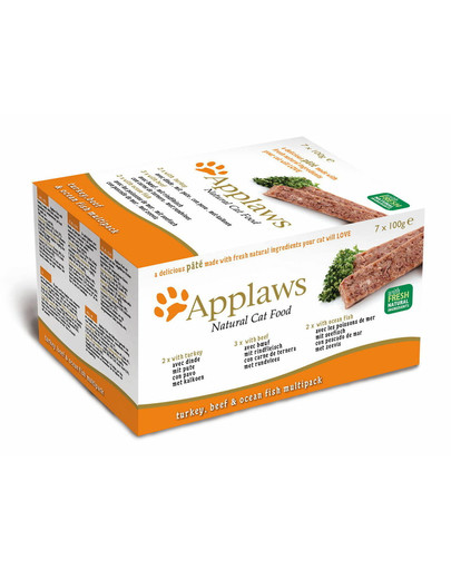 APPLAWS Cat Pate skúšobný balíček chutí pre mačky 7 x 100 g