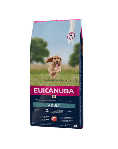EUKANUBA Dog Dry Base Adult Small & Medium Breeds Granule pre psov Losos & Jačmeň 12 kg
