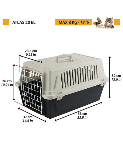 FERPLAST Atlas 20 EL Nero Prepravka 37x58x32 cm čierno-sivá