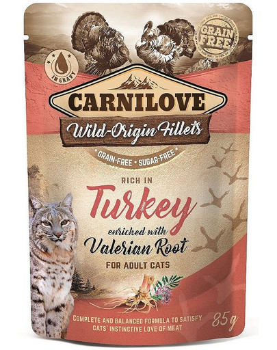 CARNILOVE Turkey & Valerian 24 x 85g Kapsička pre mačky morčacie a valeriána