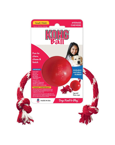 KONG Ball with Rope S lopta pre psa