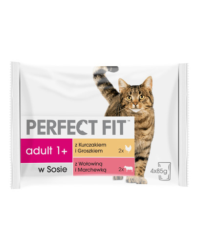 PERFECT FIT Cat Adult 1+ mäsové sáčky 4x85 g