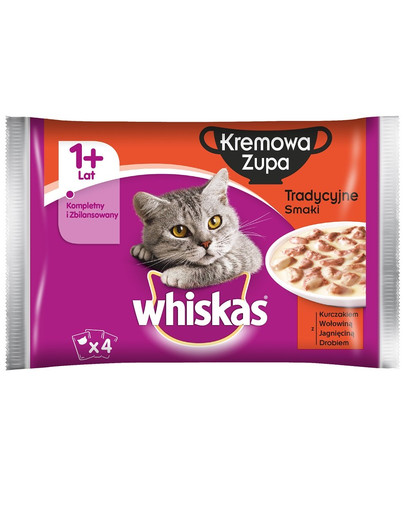 WHISKAS Mäsová  krémová polievka 4x 85g