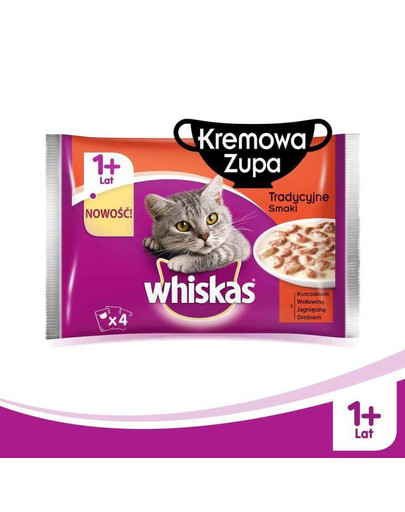 WHISKAS Mäsová  krémová polievka 4x 85g