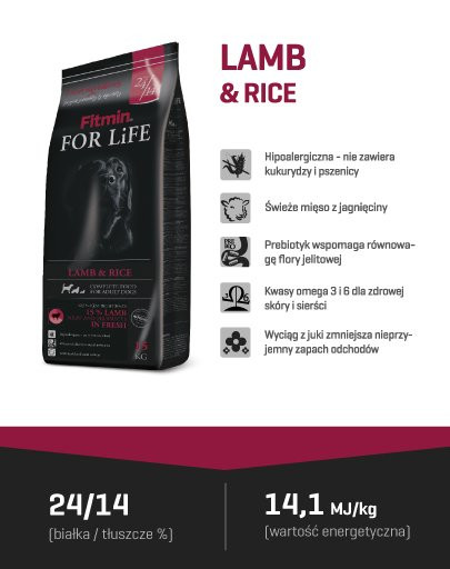 FITMIN Dog For Life Lamb&Rice 3 kg
