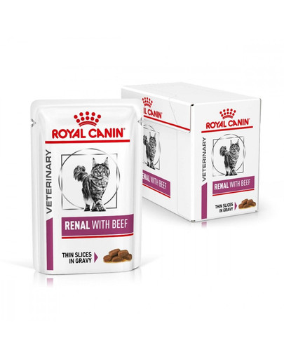 ROYAL CANIN Veterinary Diet Cat Renal Beef Pouch 12 x 85 g
