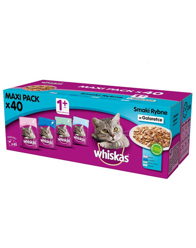 WHISKAS Adult Kapsička - rybie príchute v želé 40 x 100 g